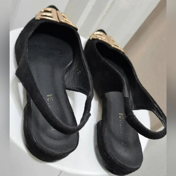 Balenciaga BB Velvet Slingback Pointy Toe Black Flats - Picture 6 of 10